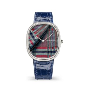 Đồng hồ Patek Philippe Golden Ellipse Wristwatch With Dial In Cloisonné And Flinqué Enamel 34.5 x 39.5mm - 5738/50G-045 Blue Tartan