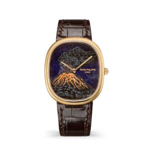 Đồng hồ Patek Philippe Golden Ellipse Wristwatch With Dial In Cloisonné And Paillonné Enamel Enriched With Miniature Painting On Enamel 34.5 x 39.5mm - 5738/50J-010 Mount Merapi