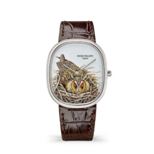 Đồng hồ Patek Philippe Golden Ellipse Wristwatch With Dial In Cloisonné Enamel Enriched With Miniature Painting On Enamel 34.5 x 39.5mm - 5738/50G-049 Brown Owl