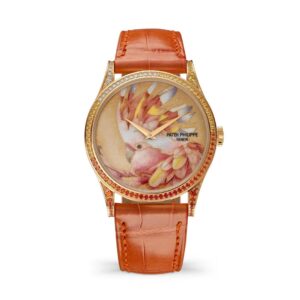 Đồng hồ Patek Philippe Calatrava Wristwatch Set With Precious Gems And Dial In Cloisonné Enamel Enriched With Miniature Painting On Enamel 38mm - 5077/210R-001 Leadbeater’s Cockatoo