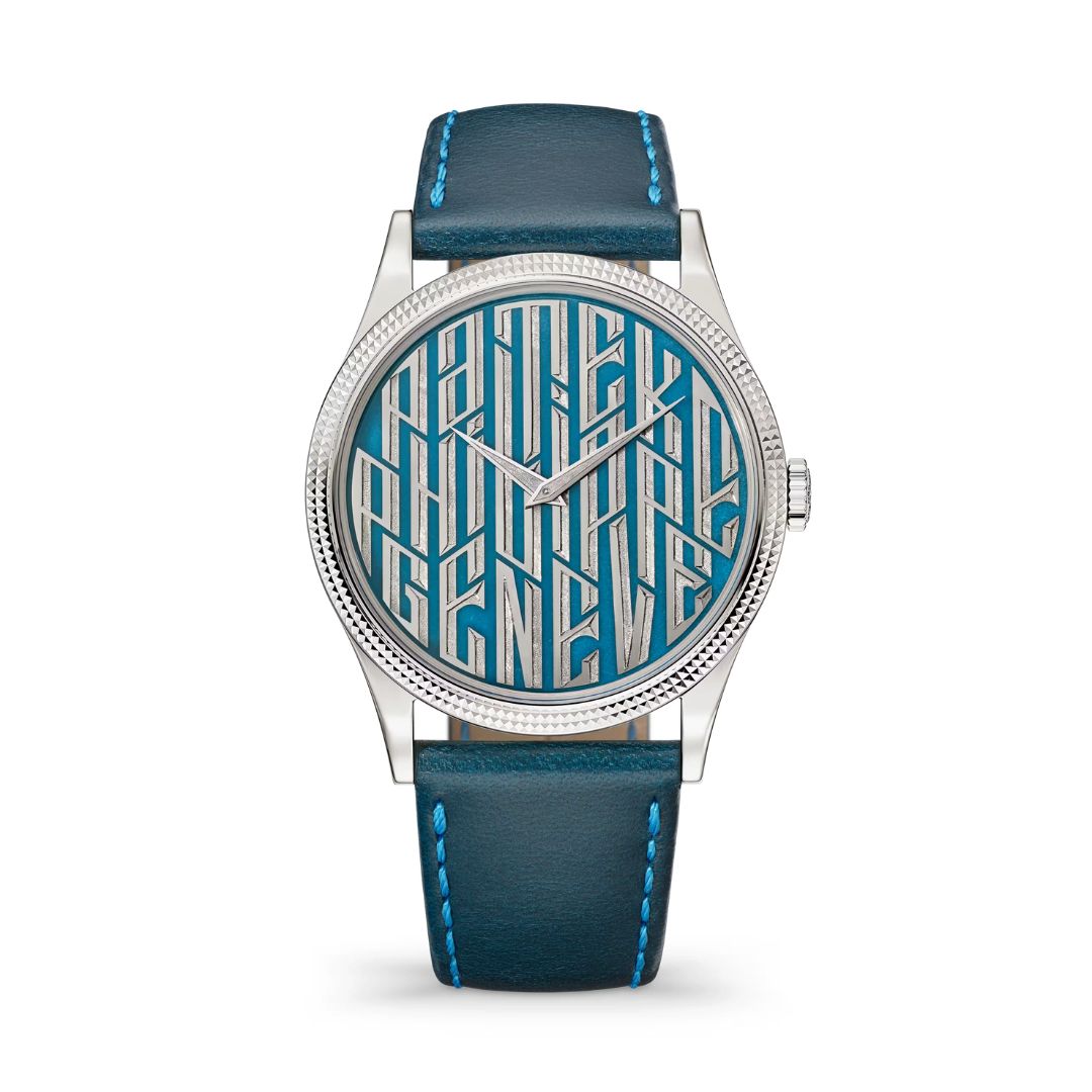 Đồng hồ Patek Philippe Calatrava Wristwatch With Dial In Champlevé Enamel And Hand-Engraving 38mm - 5177G-056 Blue typography