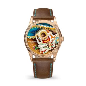 Đồng hồ Patek Philippe Calatrava Wristwatch With Dial In Cloisonné And Flinqué Enamel 38mm - 5177R-012 The Man with a Rose